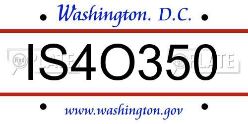 IS4O350 District Of Columbia License Plate