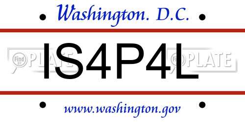IS4P4L District Of Columbia License Plate