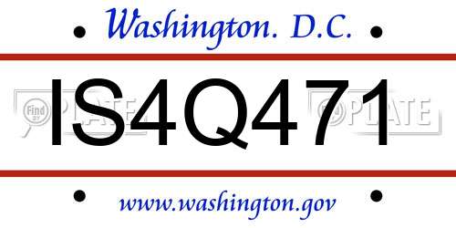 IS4Q471 District Of Columbia License Plate