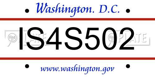 IS4S502 District Of Columbia License Plate
