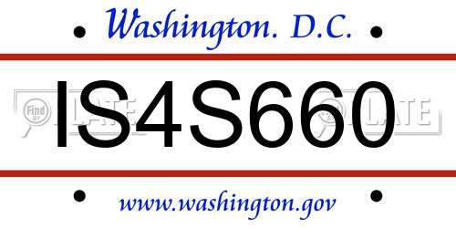 IS4S660 District Of Columbia License Plate