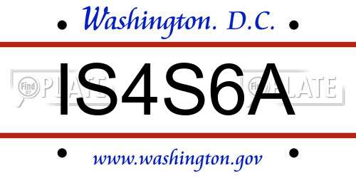 IS4S6A District Of Columbia License Plate
