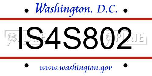 IS4S802 District Of Columbia License Plate