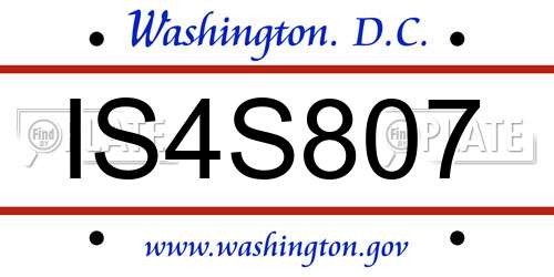 IS4S807 District Of Columbia License Plate