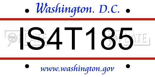 IS4T185 District Of Columbia License Plate