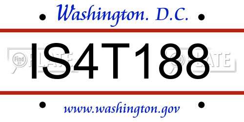 IS4T188 District Of Columbia License Plate