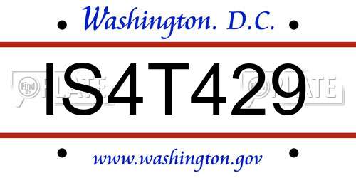 IS4T429 District Of Columbia License Plate