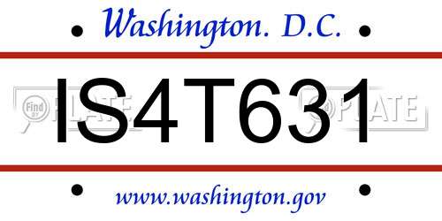 IS4T631 District Of Columbia License Plate