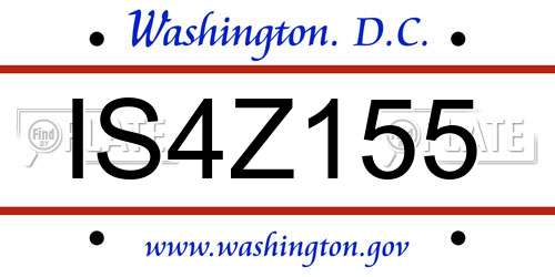 IS4Z155 District Of Columbia License Plate
