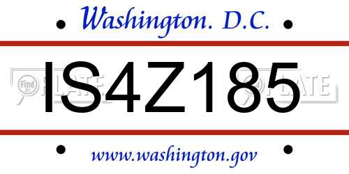 IS4Z185 District Of Columbia License Plate