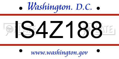 IS4Z188 District Of Columbia License Plate