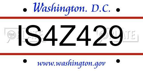 IS4Z429 District Of Columbia License Plate