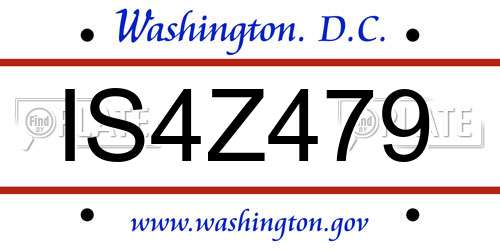 IS4Z479 District Of Columbia License Plate