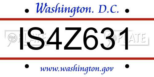 IS4Z631 District Of Columbia License Plate