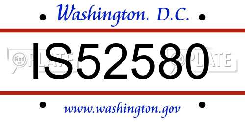 IS52580 District Of Columbia License Plate
