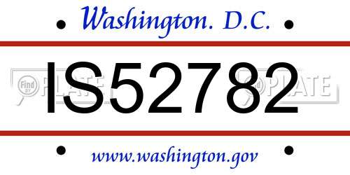 IS52782 District Of Columbia License Plate