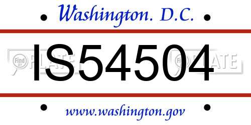 IS54504 District Of Columbia License Plate