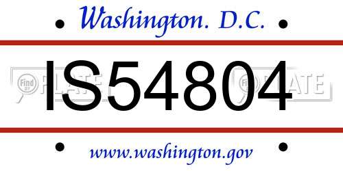 IS54804 District Of Columbia License Plate