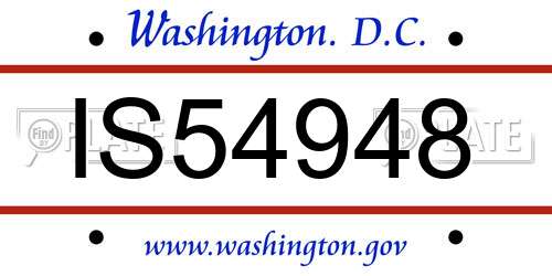 IS54948 District Of Columbia License Plate