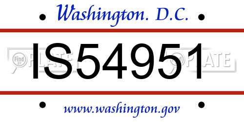 IS54951 District Of Columbia License Plate