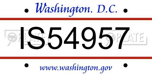 IS54957 District Of Columbia License Plate