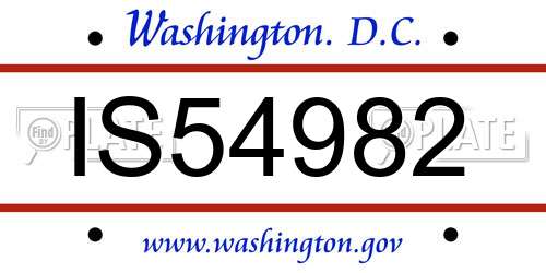IS54982 District Of Columbia License Plate