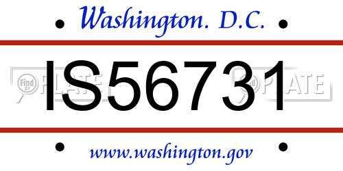 IS56731 District Of Columbia License Plate