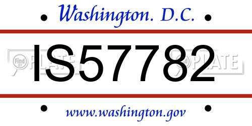 IS57782 District Of Columbia License Plate