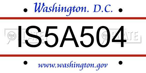 IS5A504 District Of Columbia License Plate