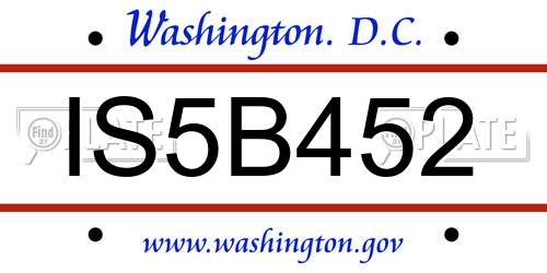 IS5B452 District Of Columbia License Plate