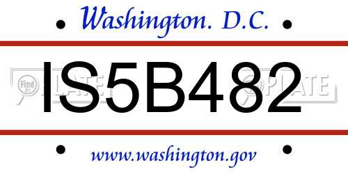 IS5B482 District Of Columbia License Plate