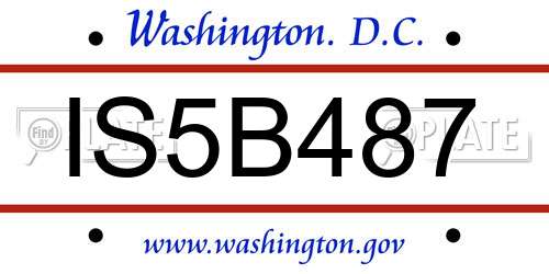 IS5B487 District Of Columbia License Plate
