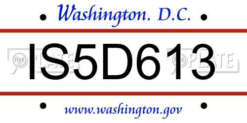 IS5D613 District Of Columbia License Plate
