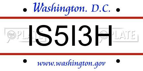 IS5I3H District Of Columbia License Plate
