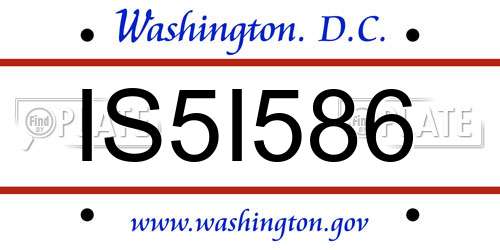 IS5I586 District Of Columbia License Plate