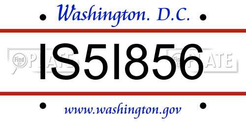 IS5I856 District Of Columbia License Plate