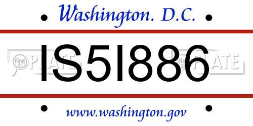 IS5I886 District Of Columbia License Plate