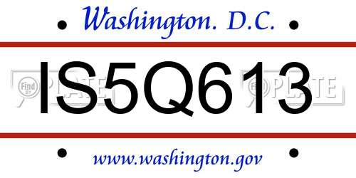 IS5Q613 District Of Columbia License Plate