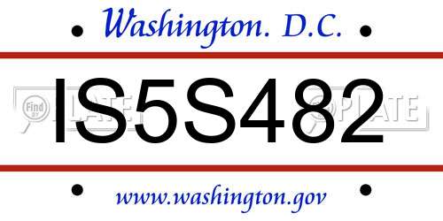 IS5S482 District Of Columbia License Plate