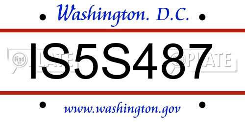 IS5S487 District Of Columbia License Plate