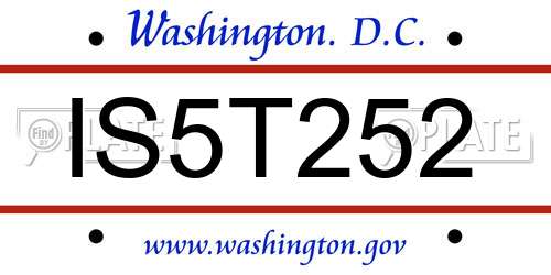 IS5T252 District Of Columbia License Plate