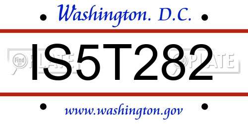 IS5T282 District Of Columbia License Plate