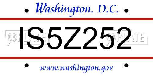IS5Z252 District Of Columbia License Plate