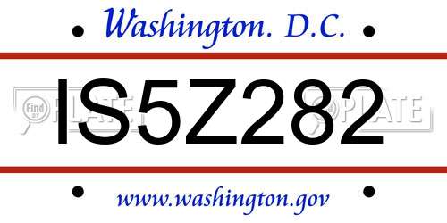 IS5Z282 District Of Columbia License Plate