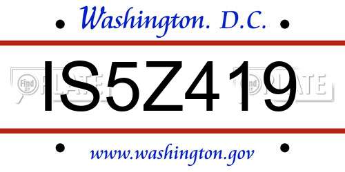 IS5Z419 District Of Columbia License Plate