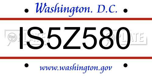 IS5Z580 District Of Columbia License Plate