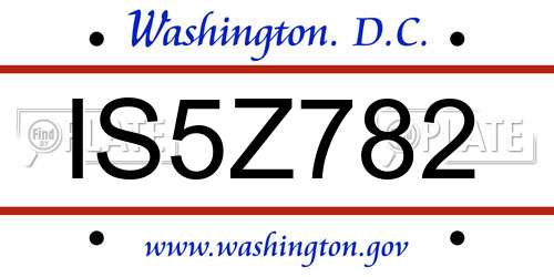 IS5Z782 District Of Columbia License Plate