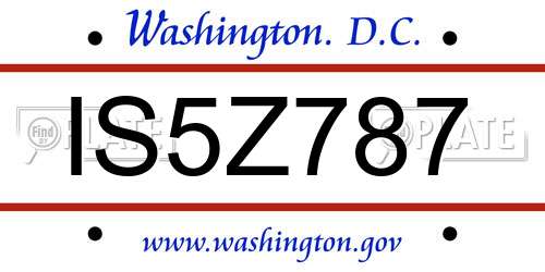 IS5Z787 District Of Columbia License Plate