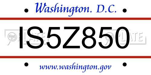 IS5Z850 District Of Columbia License Plate