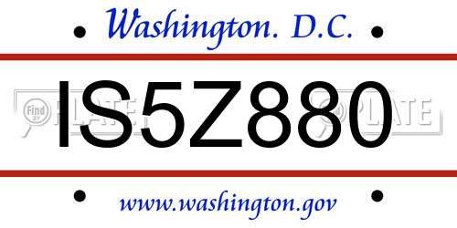 IS5Z880 District Of Columbia License Plate